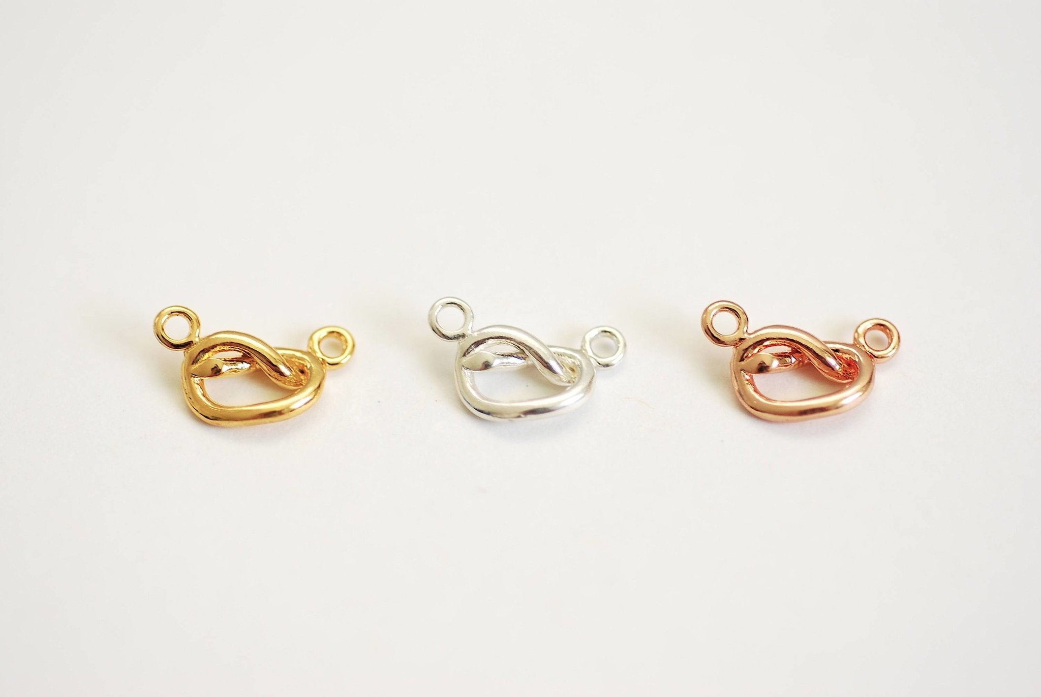 Love Knot Connector Charm- 22k Gold Plated over Sterling Silver, Rose Gold, Vermeil Gold Love Knot, Infinity Charm, Forever Charm, 378 - HarperCrown