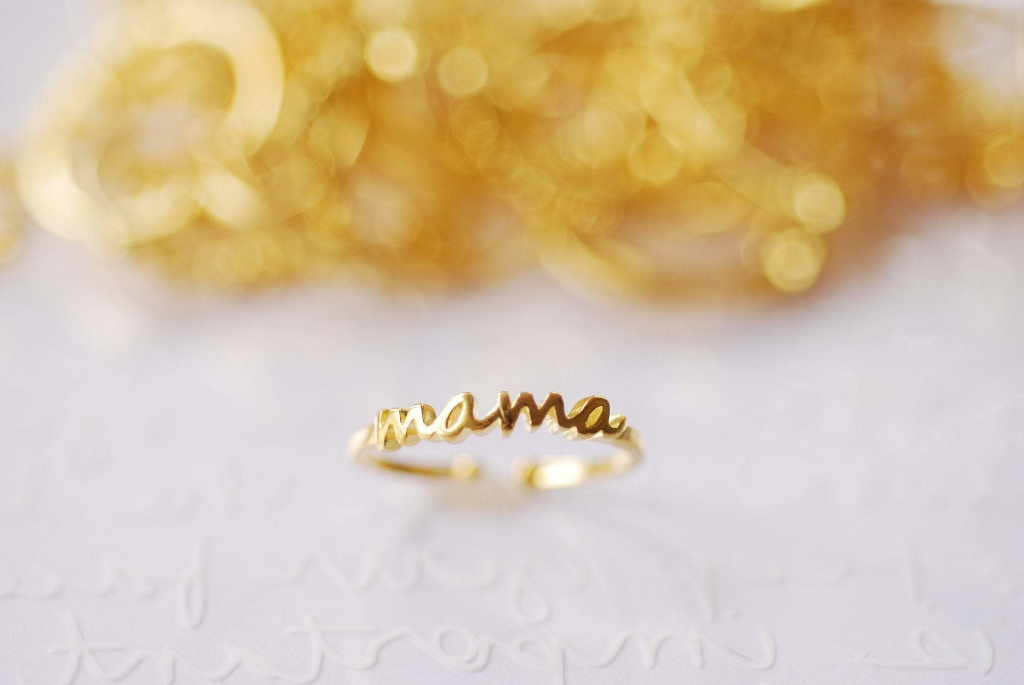 Mama Ring 925 Sterling Silver Gold Name Ring Personalized Name Adjusta