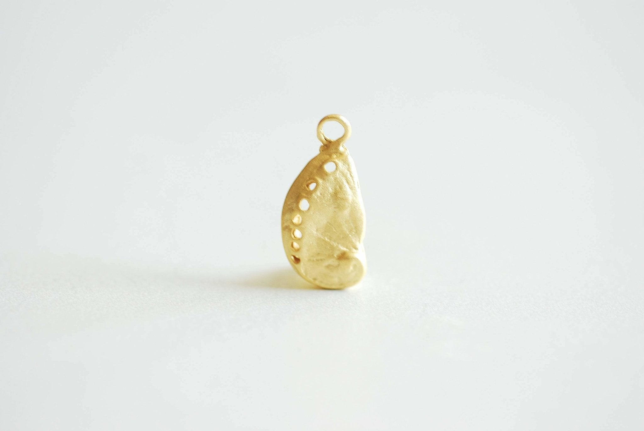 Matte Gold Abalone Shell Charm- Vermeil Gold, cowrie shell, nautical sea shell, oyster shell, seashell charm, beach ocean, shell charm, 372 - HarperCrown