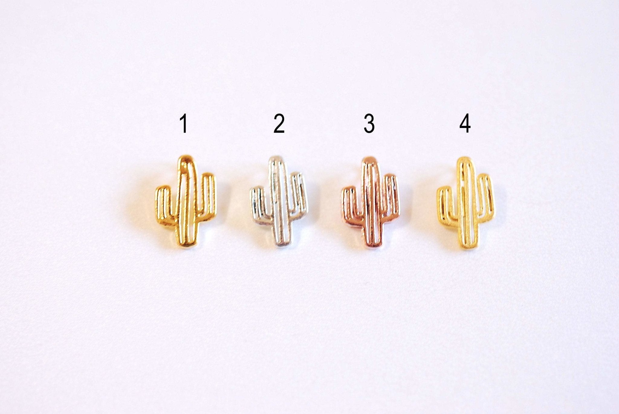 Matte Gold Cactus Charm- Vermeil Gold Cactus Charm, Gold Cactus Charm, Gold Cacti Charm, Desert Plant Cactus, Gold Succulent Charm, 132 - HarperCrown