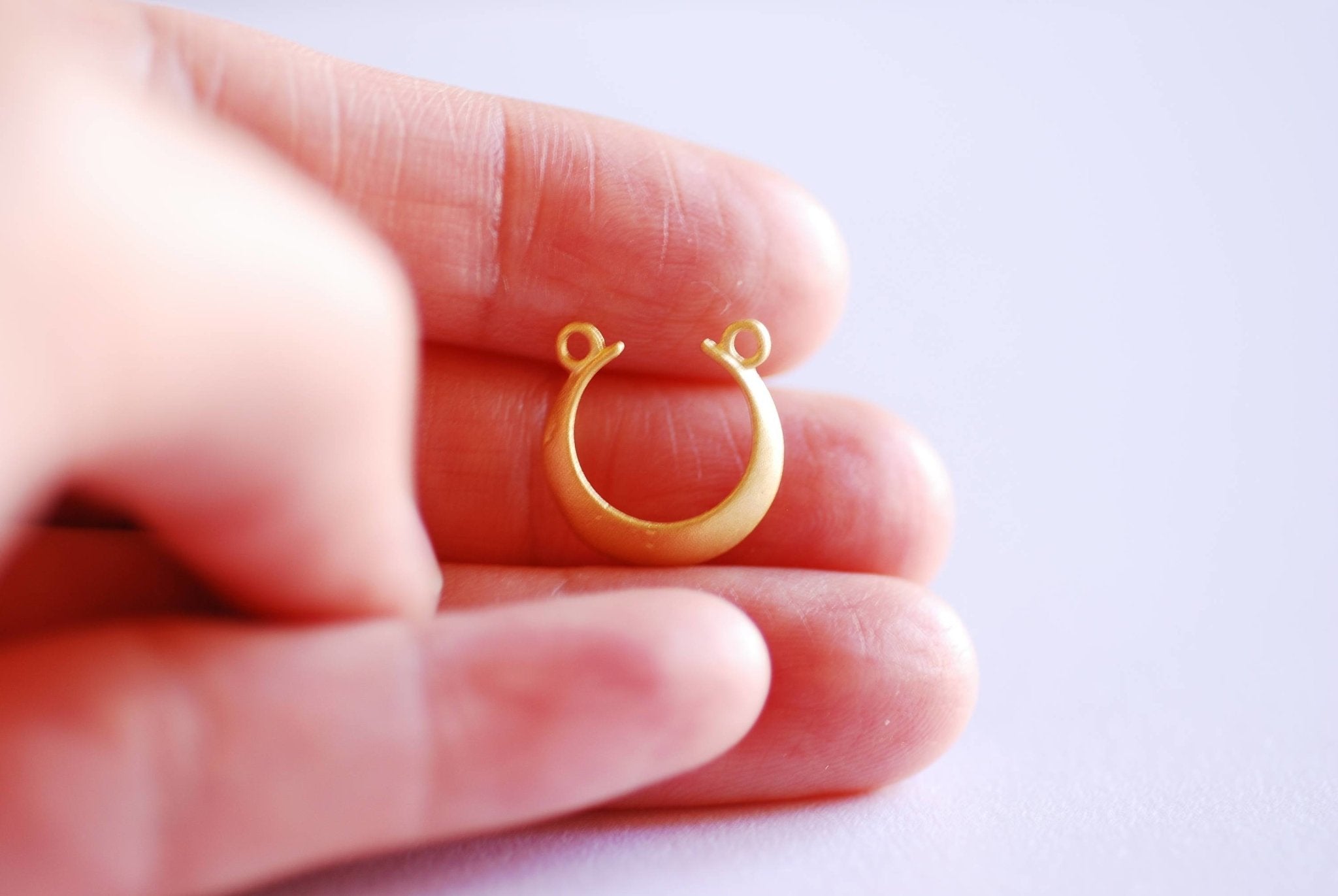 Matte Gold Crescent Moon Connector- 22k Gold plated Sterling Silver, Moon Charm, Half Moon, Link Spacer, horizontal 2 holes, U Shaped, 357 - HarperCrown