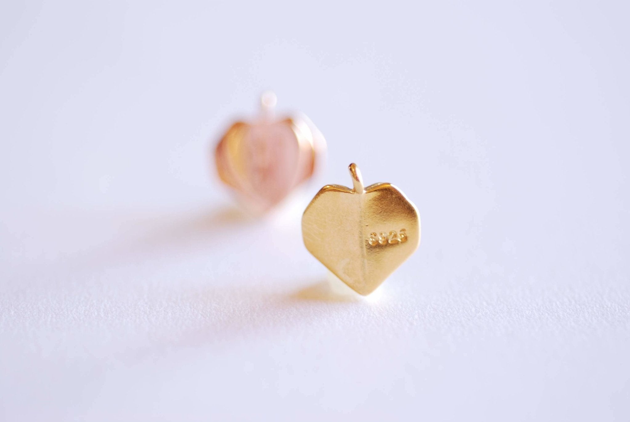 Matte Gold Origami Heart Charm- 22k Gold plated over Sterling Silver, Paper Heart Charm, Geometric, Origami Charm, Gold Heart Charm, 359 - HarperCrown