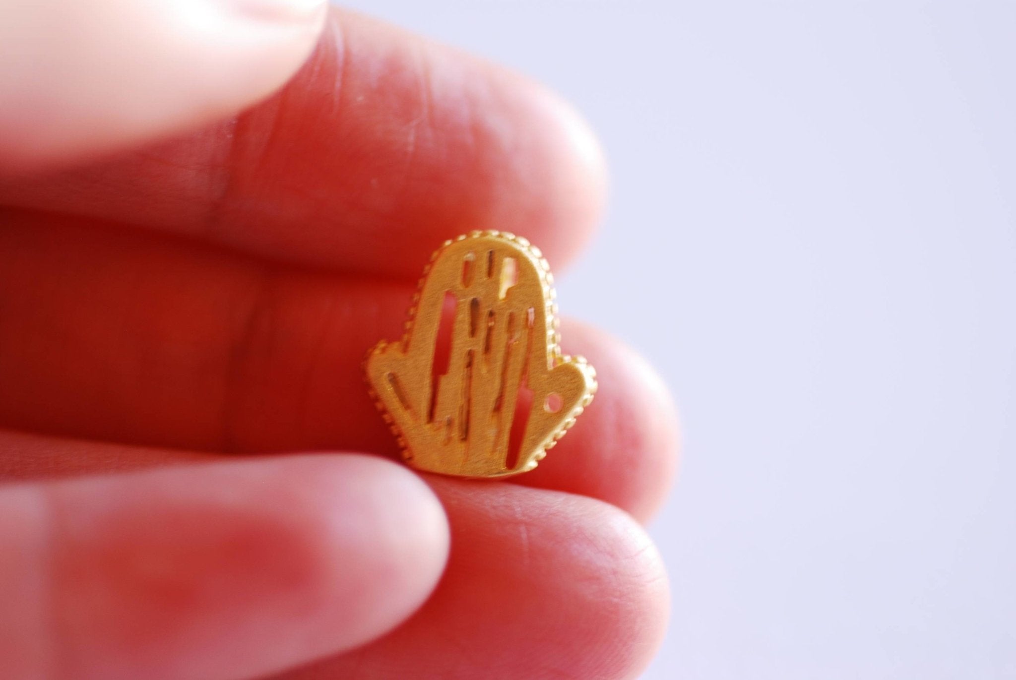 Matte Gold Prickly Pear Cactus Charm Pendant- Vermeil Gold 22k Gold Small Cactus Charm, Desert Plant Cactus, Southwest, Saguaro Charm, 360 - HarperCrown