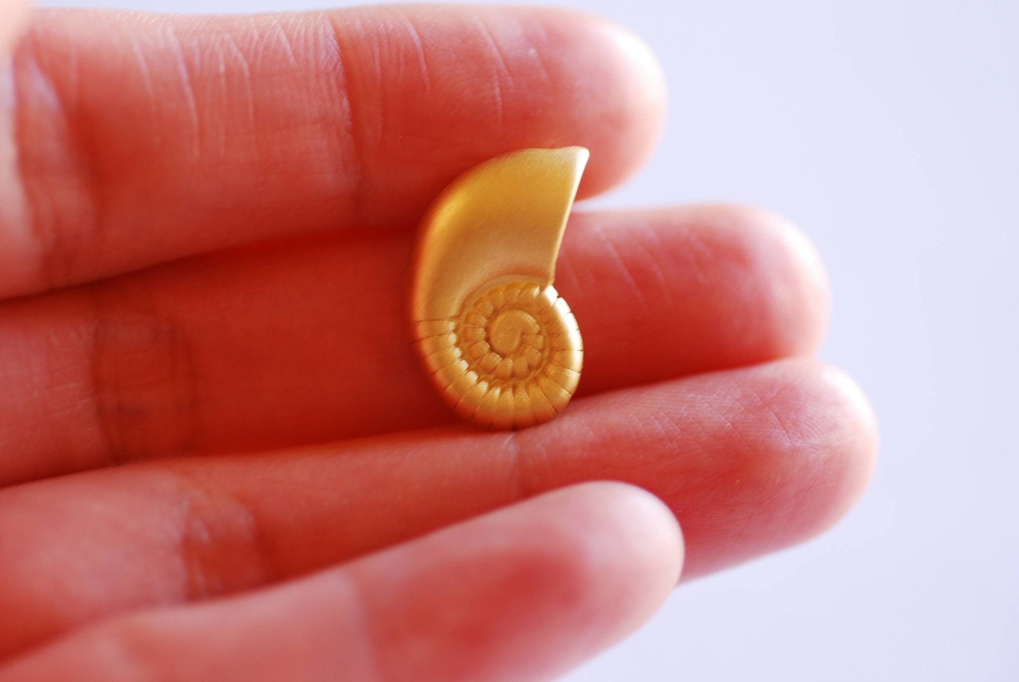 Matte Gold Sea Snail Swirl Shell Charm Pendant- Vermeil 22k Gold Plated, Ocean Beach Conch Seashell Charm, Hermit Crab Shell, Nautilus, 358 - HarperCrown