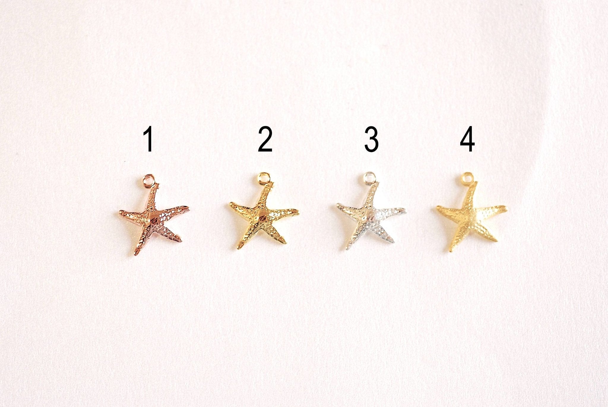 Matte Gold Starfish Charm- Vermeil Gold Starfish Charm Pendant, Sea Life, Beach Ocean themed charms, Gold Star Charm, Sea Urchin, 136 - HarperCrown