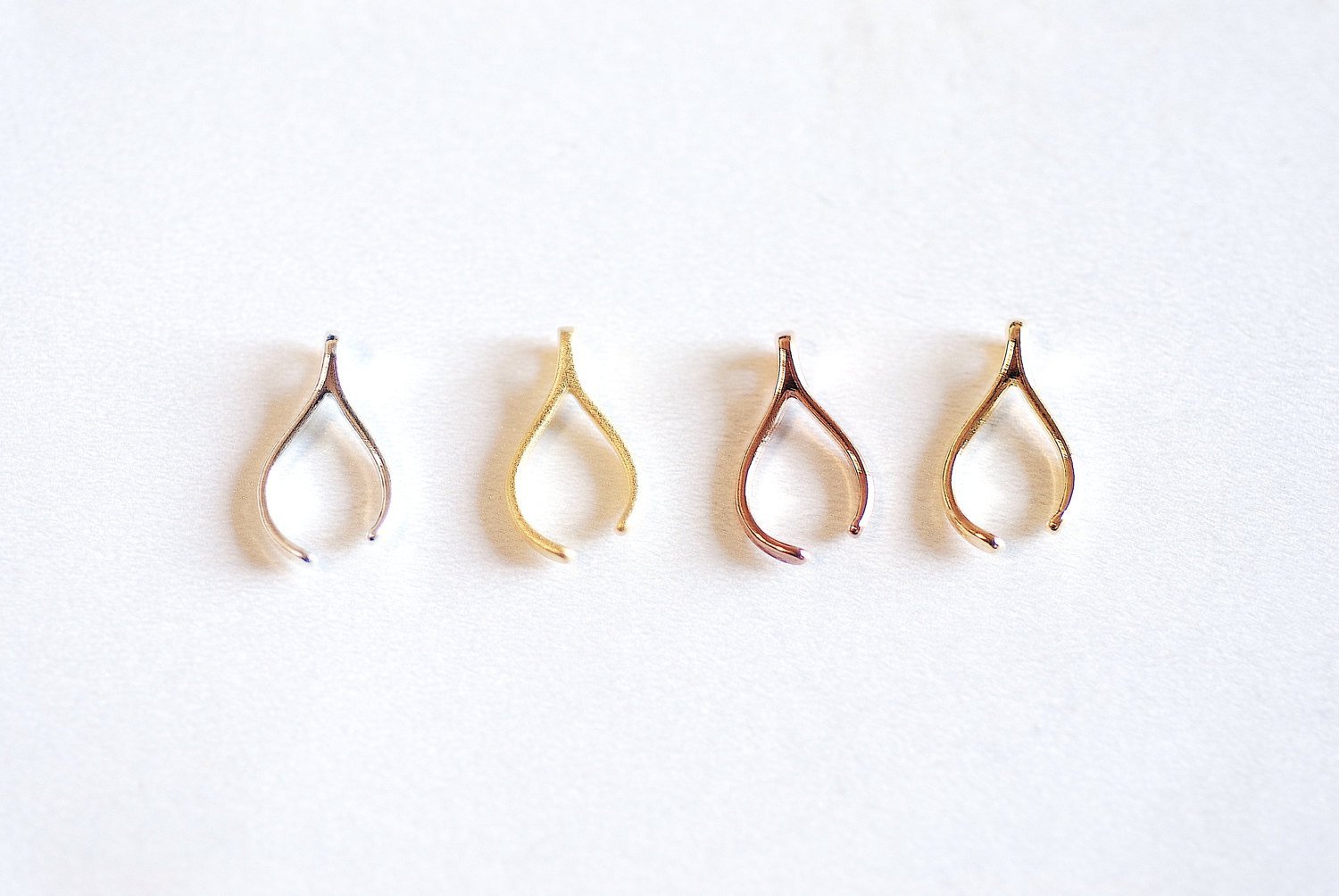 Matte Gold Uneven Wishbone Charm- Vermeil 22k Gold plated Sterling Silver Uneven Wishbone Charm, Small Wishbone Charm, Gold Wishbone, 320 - HarperCrown