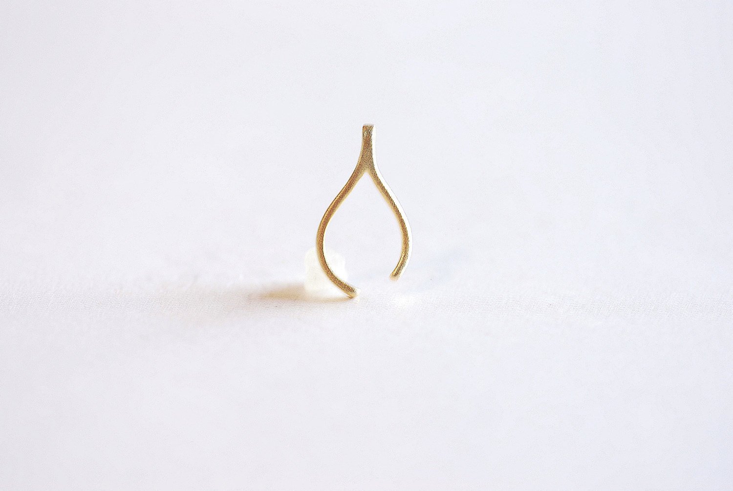 Matte Gold Uneven Wishbone Charm- Vermeil 22k Gold plated Sterling Silver Uneven Wishbone Charm, Small Wishbone Charm, Gold Wishbone, 320 - HarperCrown