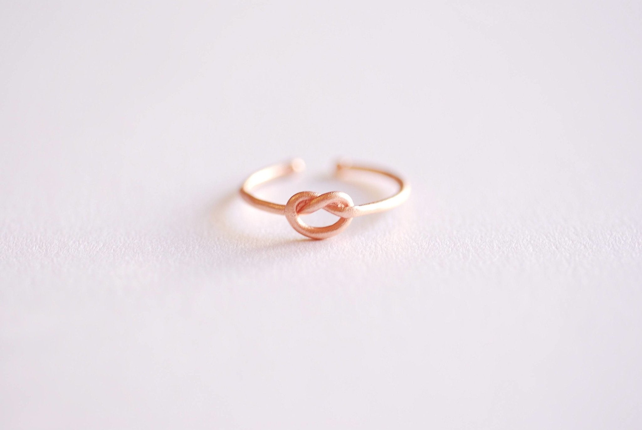 Matte Pink Rose Gold Love Knot Ring- Love Knot adjustable ring, Thin Love knot ring, bridesmaid Gift, Infinity Ring, Eternity Ring,Midi Ring - HarperCrown