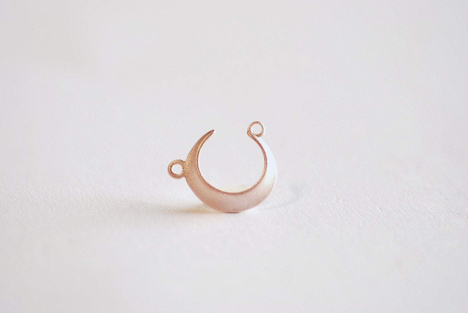 Matte Pink Rose Gold Vermeil Crescent Moon Connector- 22k rose gold plated Sterling Silver,Moon Charm Pendant,Moon Connector Link Spacer,323 - HarperCrown