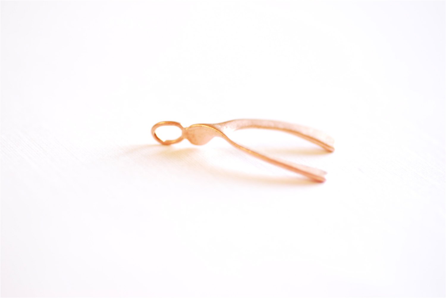 Matte Pink Rose Gold Vermeil Wishbone Charm Pendant- 18k gold plated Sterling Silver, Rose Gold Wishbone Charm, Large Chicken Bone, 234 - HarperCrown