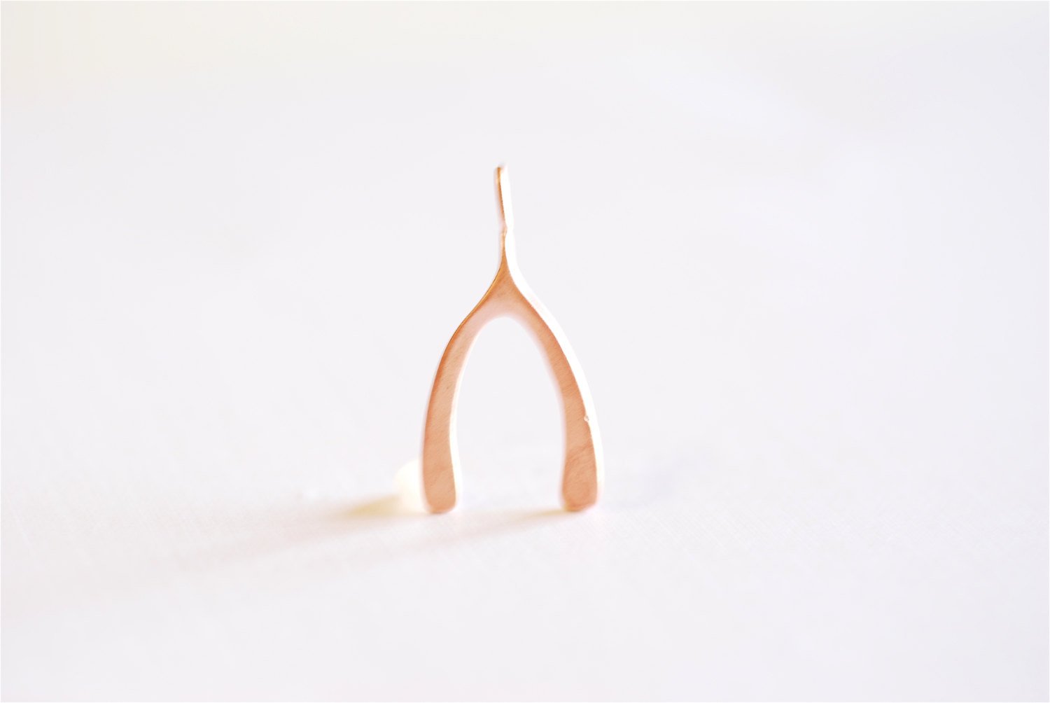 Matte Pink Rose Gold Vermeil Wishbone Charm Pendant- 18k gold plated Sterling Silver, Rose Gold Wishbone Charm, Large Chicken Bone, 234 - HarperCrown