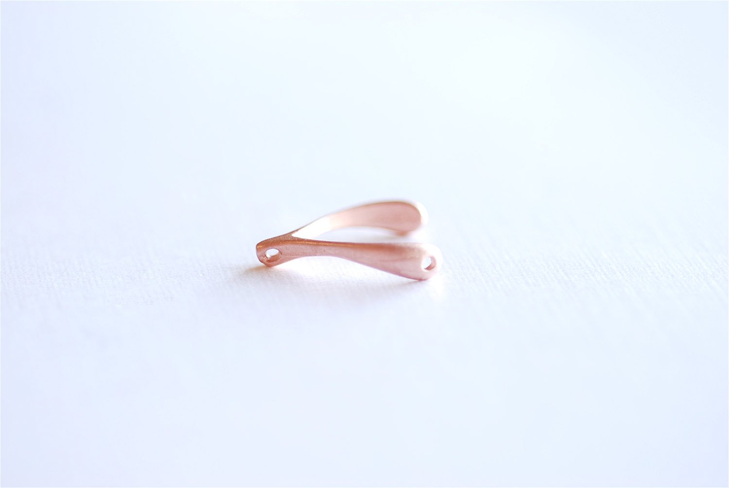 Matte Pink Rose Gold Vermeil Wishbone Connector Charm- 18k gold over Sterling Silver Wishbone Connector Link Spacer, 2 holes wishbone, 13 - HarperCrown