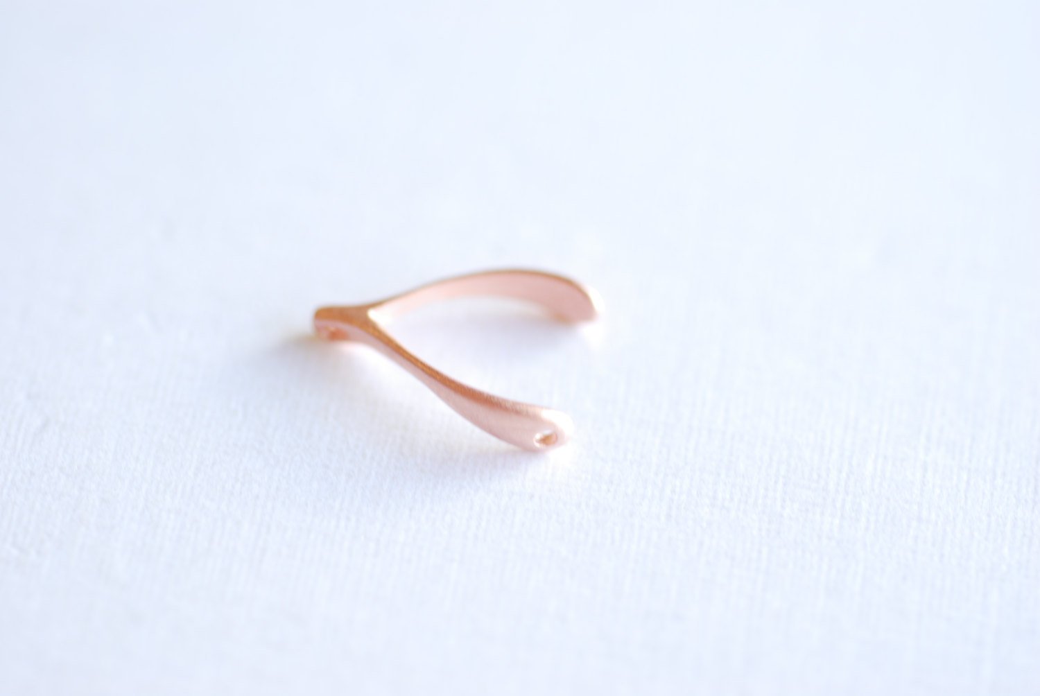 Matte Pink Rose Gold Vermeil Wishbone Connector Charm- 18k gold over Sterling Silver Wishbone Connector Link Spacer, 2 holes wishbone, 13 - HarperCrown