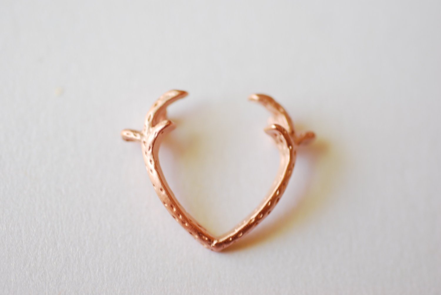 Matte Pink Rose Vermeil Gold Deer Antler Charm- 18k gold plated over Sterling Silver Deer Antlers, Gold Dear Antler Connector Charm, 236 - HarperCrown