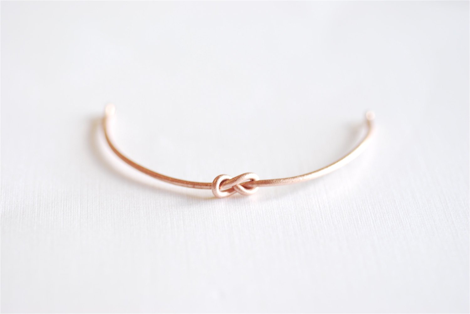 Matte Pink Rose Vermeil Gold Love Knot Bracelet-18k gold plated Sterling Silver Knot Cuff Bracelet, Adjustable Bracelet, Bow Bracelet, 263 - HarperCrown