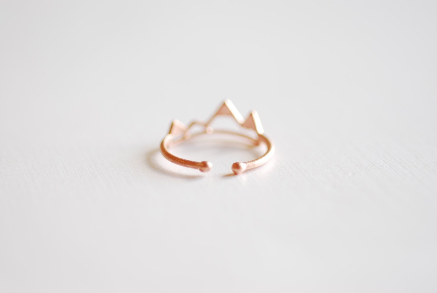 Matte Pink Rose Vermeil Gold Mountain Adjustable Ring- 18k gold plated over Sterling Silver Adjustable Ring, Mountain Peak Range Ring, 262 - HarperCrown