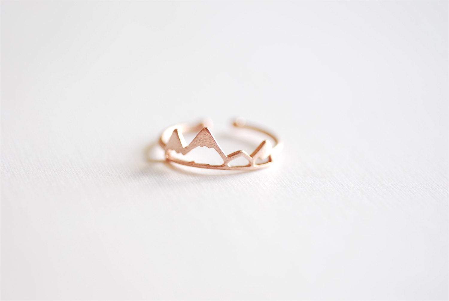 Matte Pink Rose Vermeil Gold Mountain Adjustable Ring- 18k gold plated over Sterling Silver Adjustable Ring, Mountain Peak Range Ring, 262 - HarperCrown