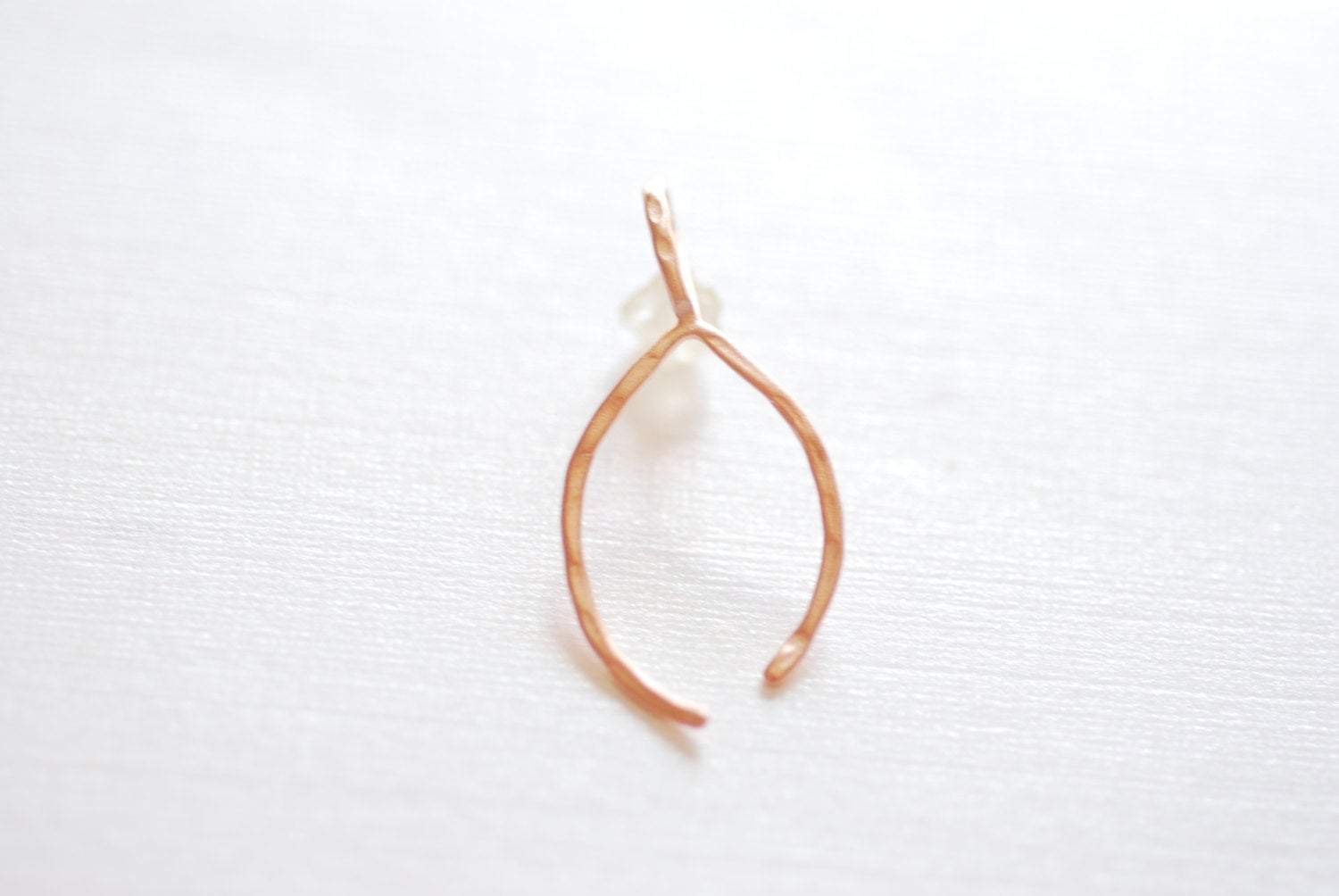 Matte Pink Rose Vermeil Gold Thin Hammered Wishbone Charm- 18k gold plated over Sterling Silver Wishbone, Vermeil Gold Wishbone Charm, 217 - HarperCrown