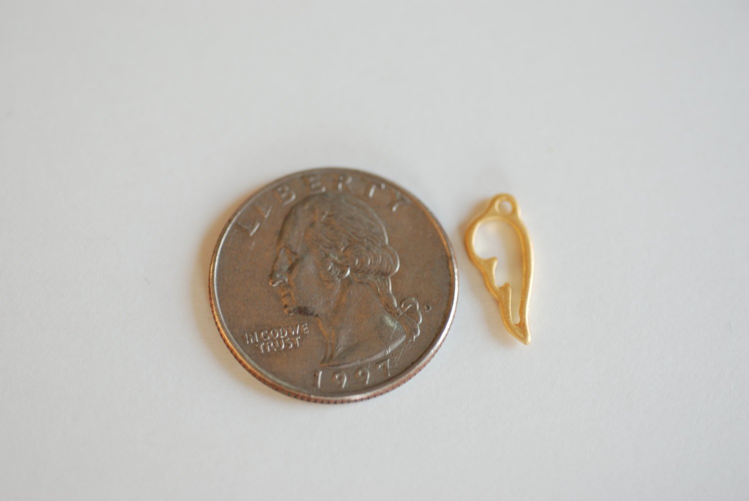 Matte Vermeil Gold Angel Wing Charm- 18k gold plated over sterling silver, Tiny Angel Wing Charm, Gold Angel Wing, Bird Wing Charm - HarperCrown