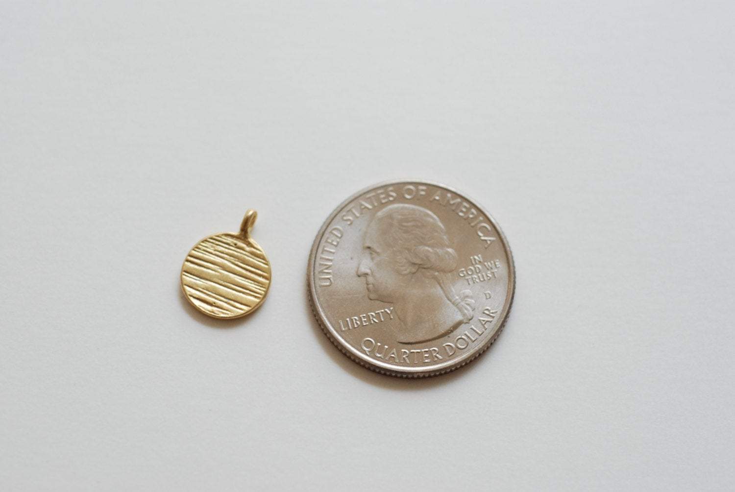 Matte Vermeil Gold Blank Disc Charm with Attached Bail- 18k gold over sterling silver, blank disc, stamping disc, blank stamping disc, 167 - HarperCrown