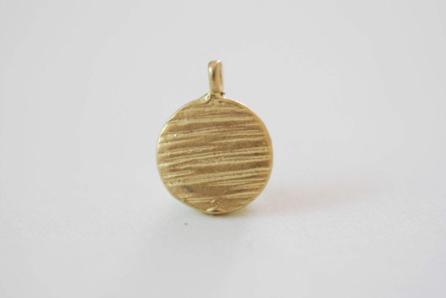 Matte Vermeil Gold Blank Disc Charm with Attached Bail- 18k gold over sterling silver, blank disc, stamping disc, blank stamping disc, 167 - HarperCrown