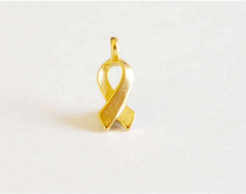 Matte Vermeil Gold Breast Cancer Ribbon -18k gold plated over sterling silver, symbol of breast cancer awareness,Breast Cancer Jewelry Charm - HarperCrown