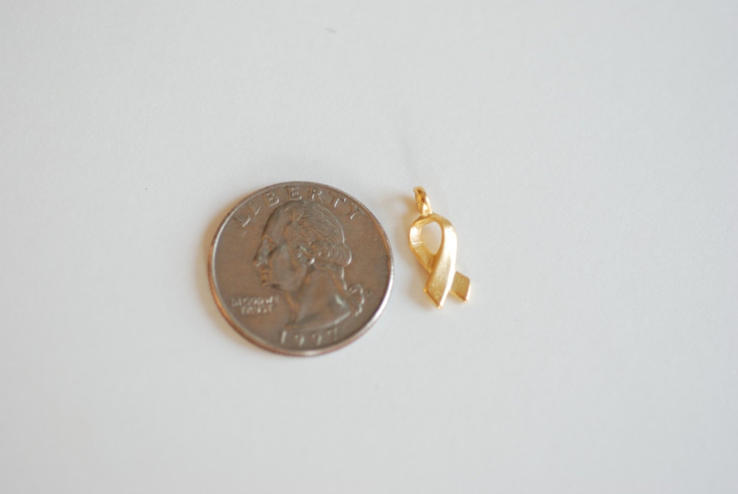 Matte Vermeil Gold Breast Cancer Ribbon -18k gold plated over sterling silver, symbol of breast cancer awareness,Breast Cancer Jewelry Charm - HarperCrown