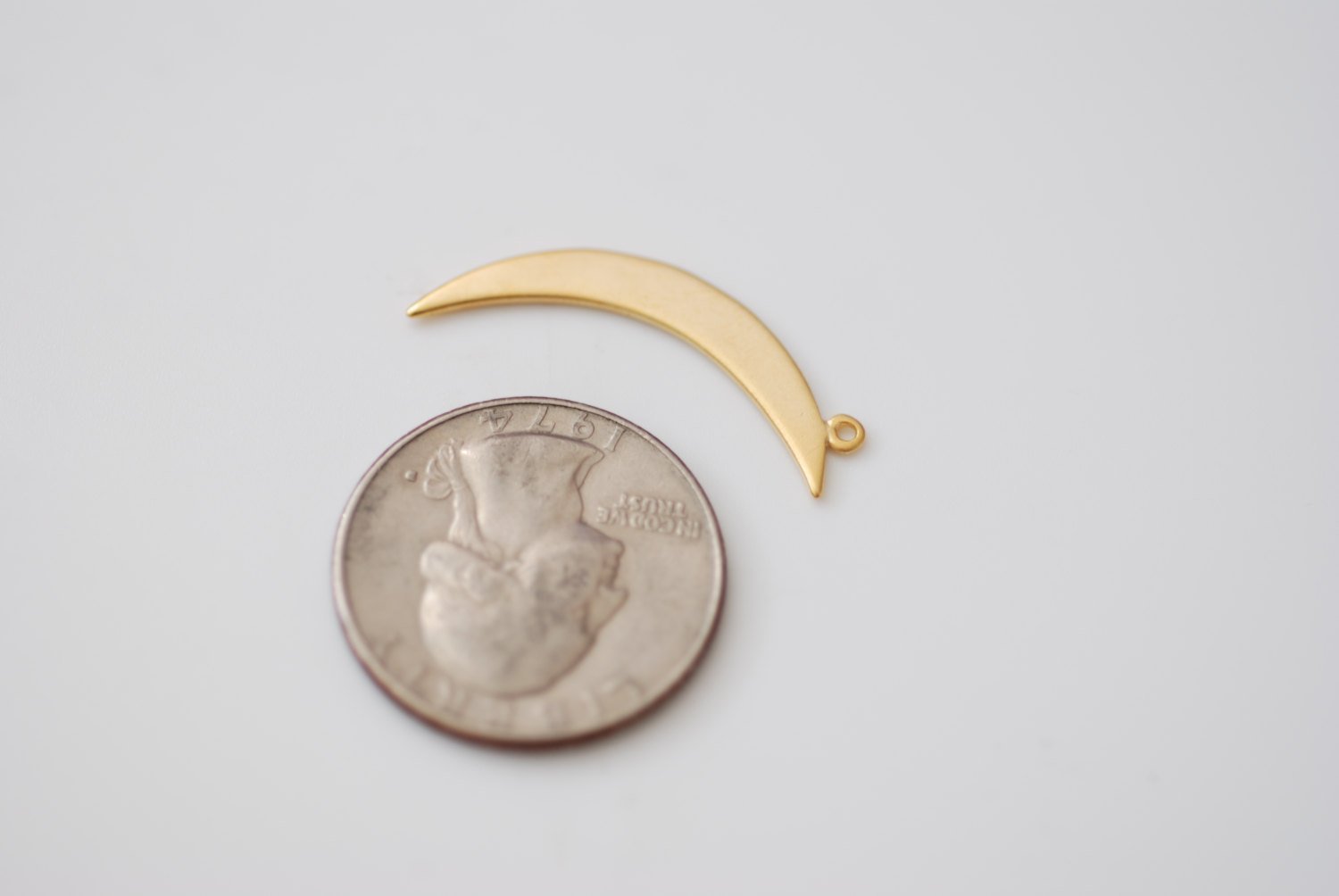 Matte Vermeil Gold Crescent Moon Charm- 18k gold plated over Sterling Silver, Gold Half moon charm pendant, Gold Tusk Charm, Gold Moon Charm - HarperCrown