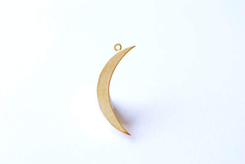 Matte Vermeil Gold Crescent Moon Charm- 18k gold plated over Sterling Silver, Gold Half moon charm pendant, Gold Tusk Charm, Gold Moon Charm - HarperCrown