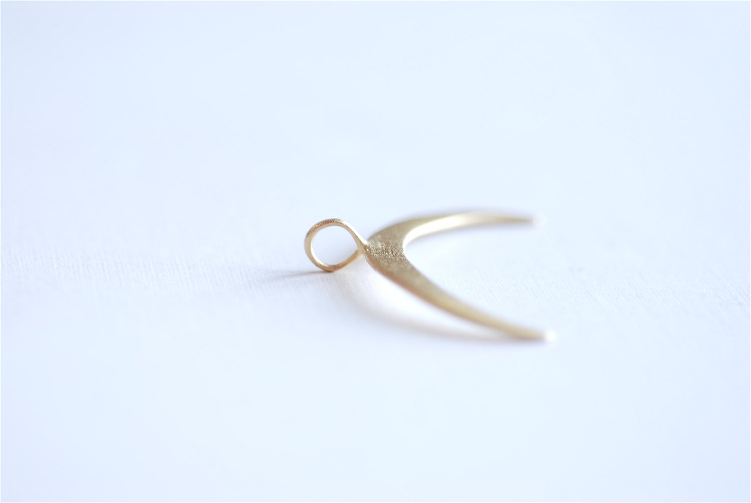 Matte Vermeil Gold Crescent Moon Charm Pendant, 18k gold plated over Sterling Silver moon, Half Moon Charm, Gold Double Horn Pendant, 224 - HarperCrown