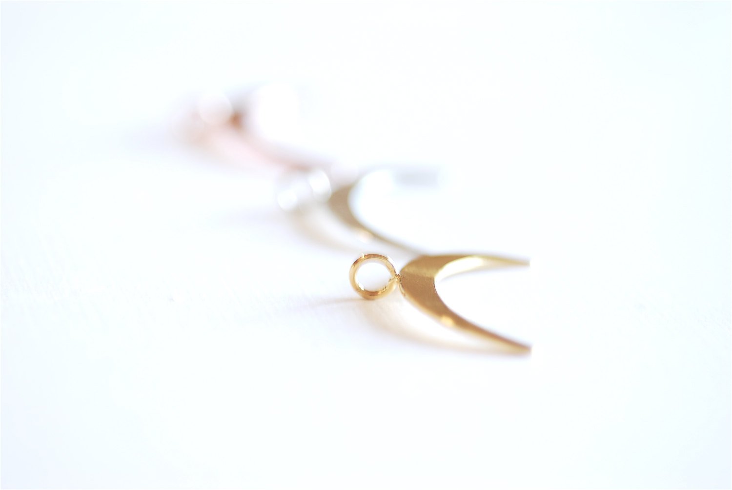 Matte Vermeil Gold Crescent Moon Charm Pendant- 22k gold plated Moon Charm, Gold Half Moon Charm, Gold Double Horn Charm Pendant, 298 - HarperCrown