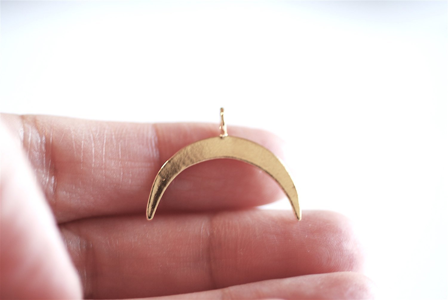 Matte Vermeil Gold Crescent Moon Charm Pendant- 22k gold plated Moon Charm, Gold Half Moon Charm, Gold Double Horn Charm Pendant, 298 - HarperCrown