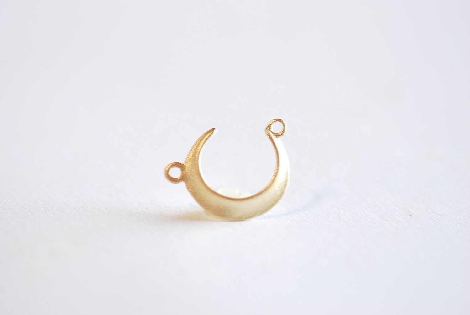 Matte Vermeil Gold Crescent Moon Connector Charm- 22k gold plated Sterling Silver, Gold Moon Charm Pendant, Moon Connector Link Spacer, 323 - HarperCrown