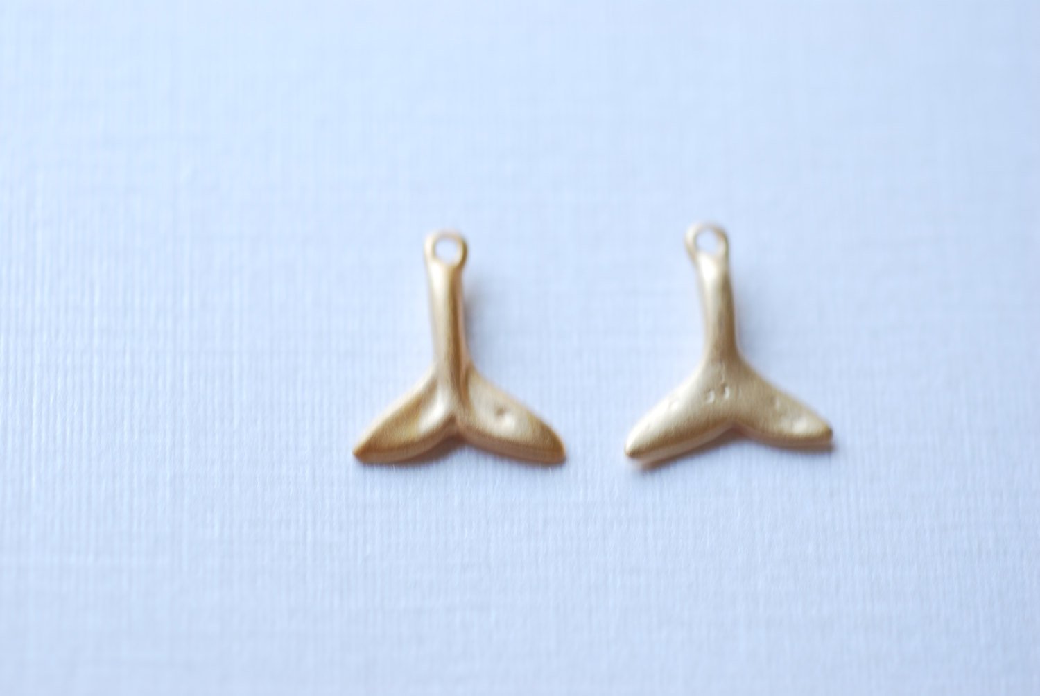 Matte Vermeil Gold Dolphin Fin Tail Charm - 18k gold plated over sterling silver, gold Dolphin tail, dorsal whale tail, beach charms, 106 - HarperCrown