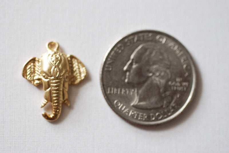 Small Elephant Head Pendant Charms, African Elephant, Tribal Drop