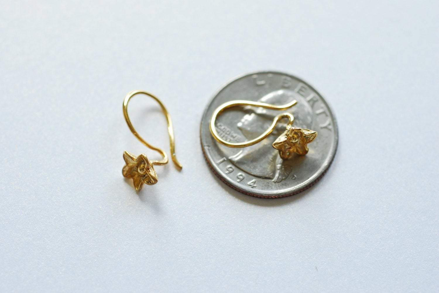 Matte Vermeil Gold Flower Earring finding - 18k gold plated over Sterling Silver, Gold flower earrings, Gold earring finding, Gold Earrings - HarperCrown