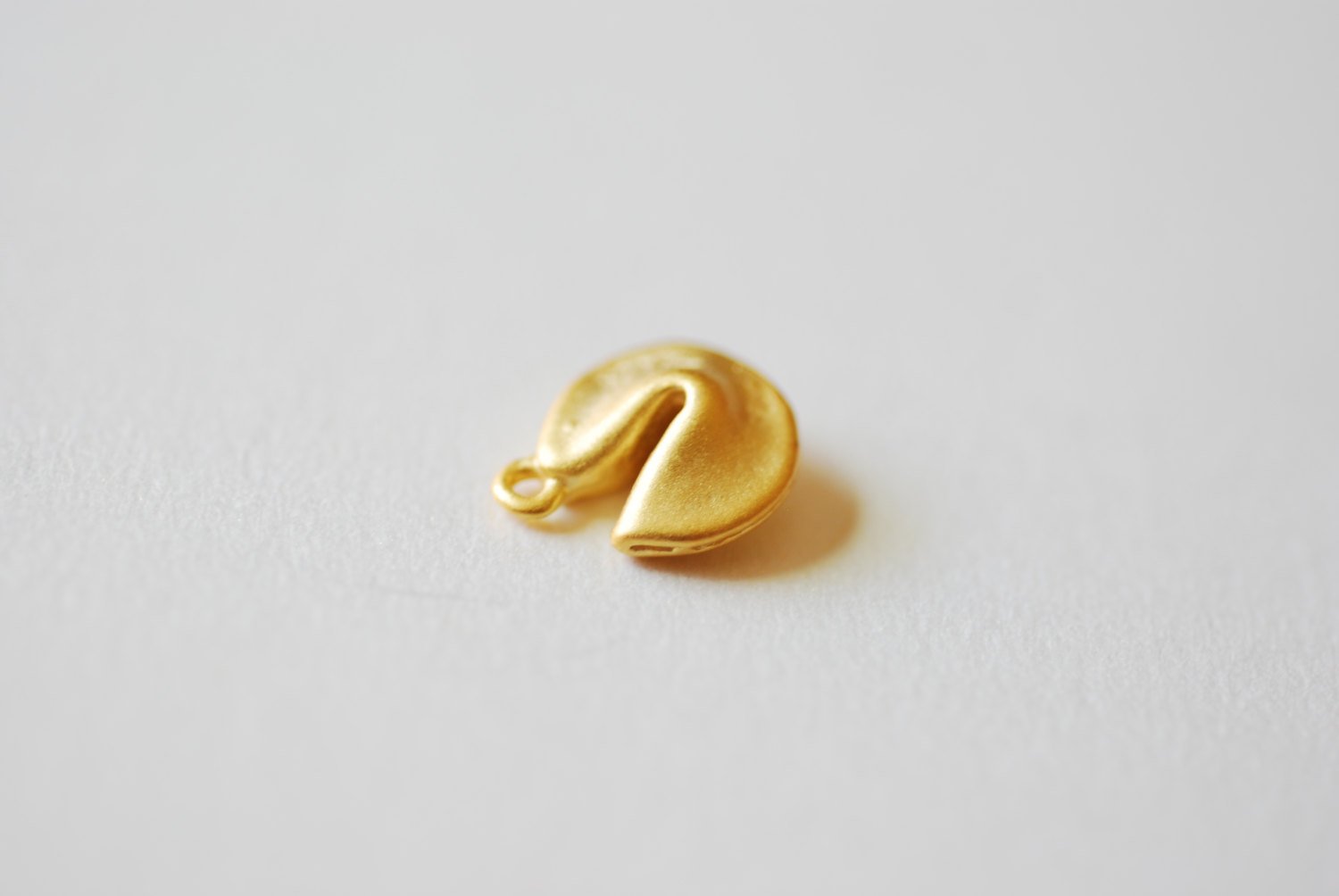 Matte Vermeil Gold Fortune Cookie Charm - Vermeil gold Chinese cookie pendant, 18k gold plated Sterling Silver, Fortune Cookie Charm, 96 - HarperCrown