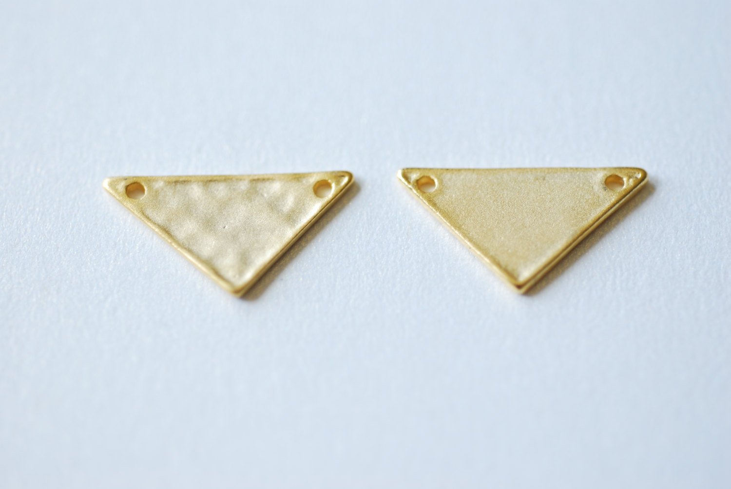 Matte Vermeil Gold Hammered Triangle Connector Charm - 18k gold plated, textured flat isosceles, Gold Triangle Charm Blanks, Triangle Beads - HarperCrown