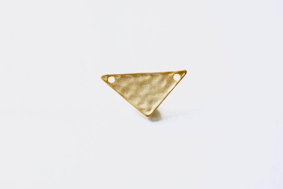 Matte Vermeil Gold Hammered Triangle Connector Charm - 18k gold plated, textured flat isosceles, Gold Triangle Charm Blanks, Triangle Beads - HarperCrown