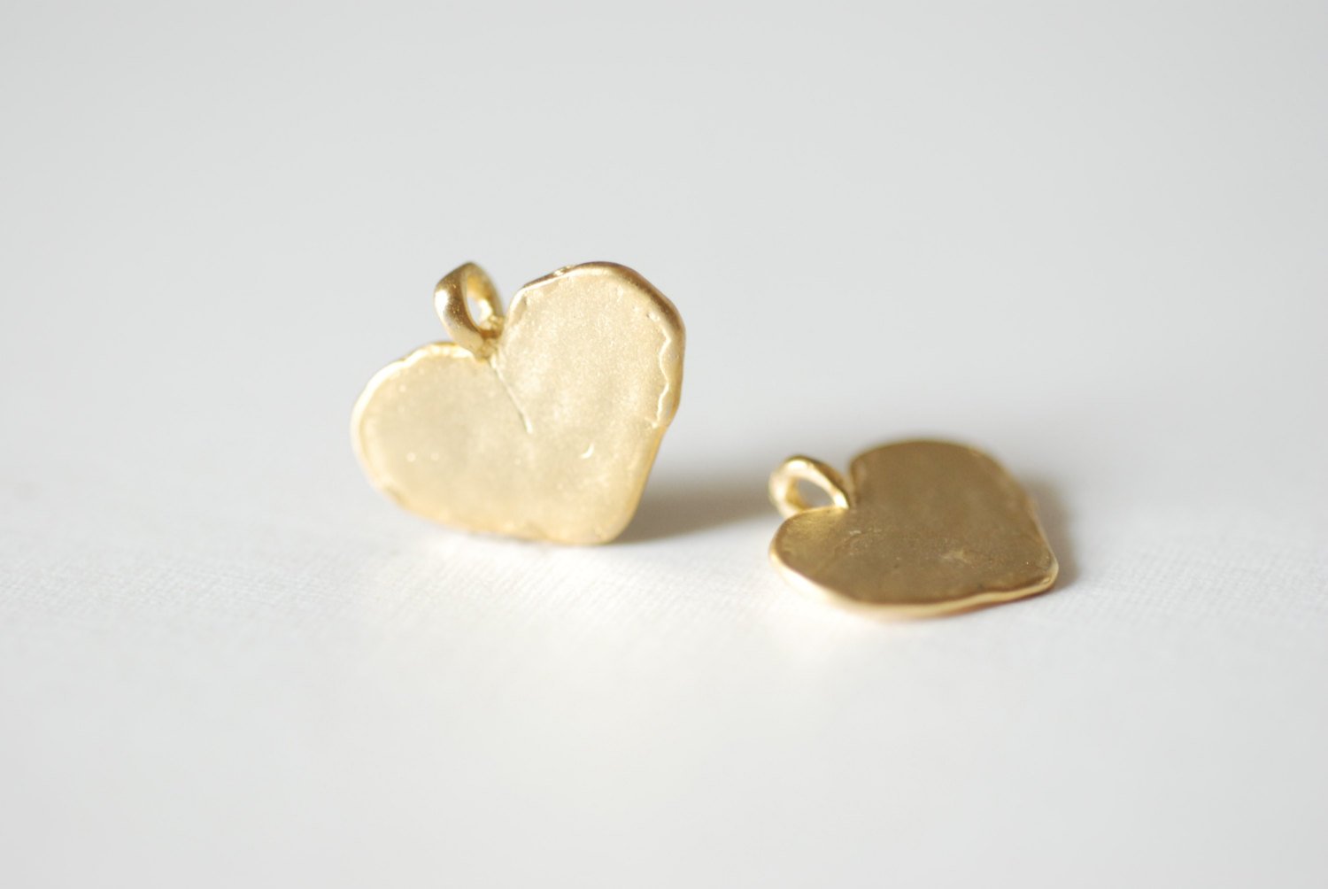 Matte Vermeil Gold Heart Charm - 18k gold plated over sterling silver heart pendant, Gold Flat Stamping Heart Blanks, Personalize Heart, 87 - HarperCrown