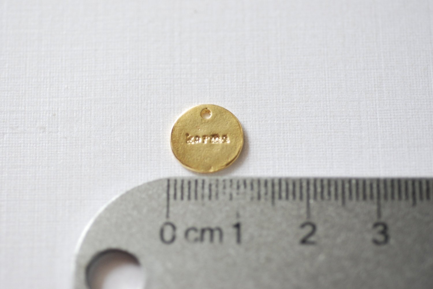 Matte Vermeil Gold Karma Circle Disc Charm - 18 gold plated over sterling silver Karma Stamped, Ohm Disc, Gold Karma Disc Blanks, 92 - HarperCrown