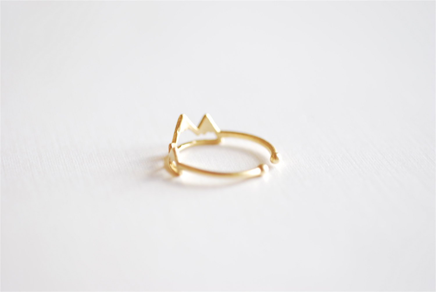 Matte Vermeil Gold Mountain Adjustable Ring- 18k gold plated over Sterling Silver Adjustable Ring, Mountain Peak Range Ring, Hiking Ring,262 - HarperCrown