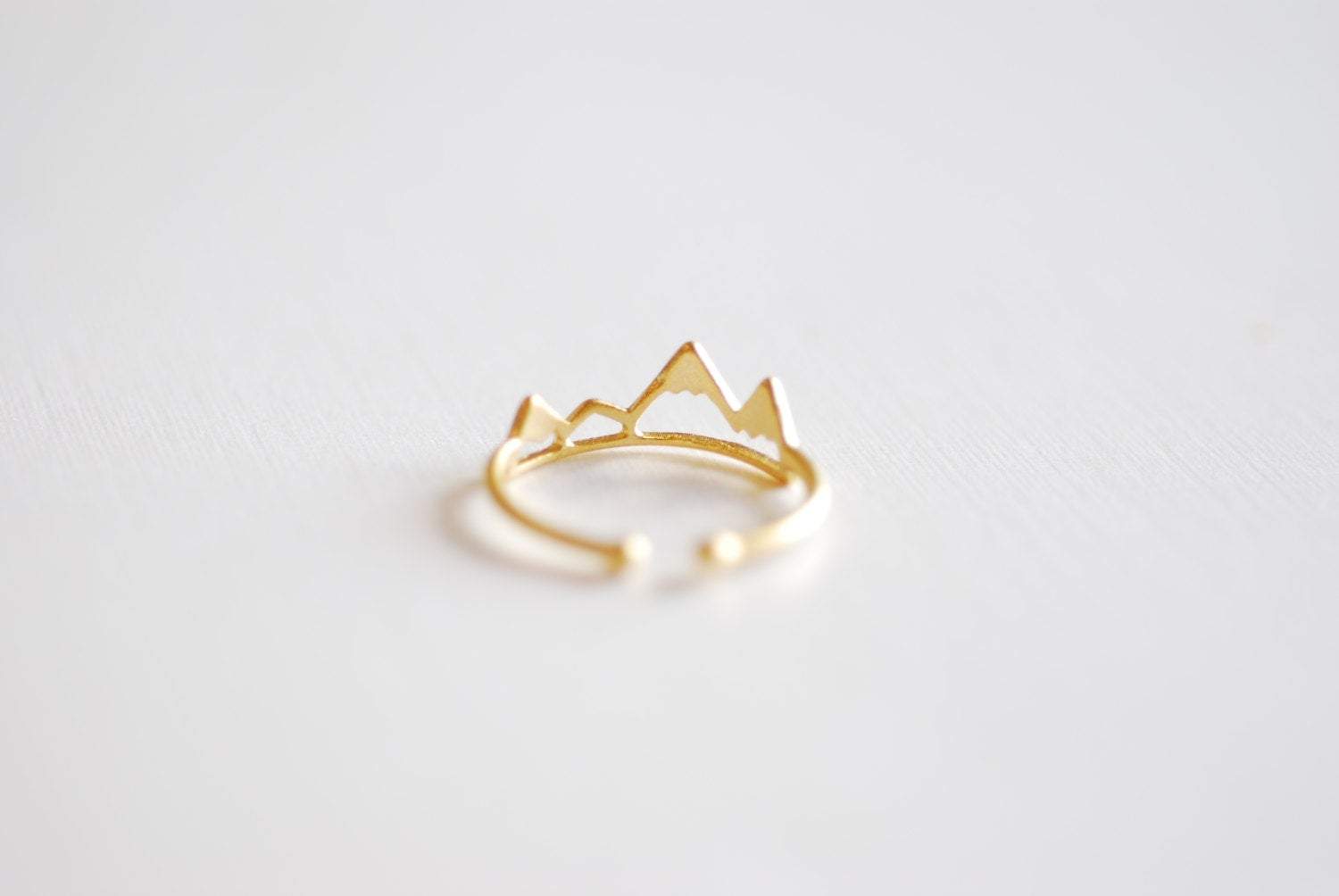 Matte Vermeil Gold Mountain Adjustable Ring- 18k gold plated over Sterling Silver Adjustable Ring, Mountain Peak Range Ring, Hiking Ring,262 - HarperCrown