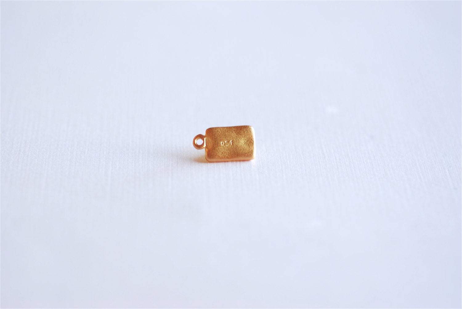 Matte Vermeil Gold Rectangle Charm Pendant- 18k gold over Sterling Silver, Love, Mind, Soul, Body, Words on bar charm, Stamped Bar, 235 - HarperCrown