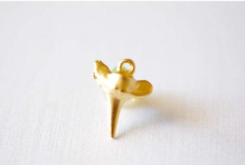 Matte Vermeil Gold Shark Tooth- 18k gold plated over Sterling Silver Shark Tooth, Small Vermeil Shark Tooth, Shark Tooth Charm - HarperCrown