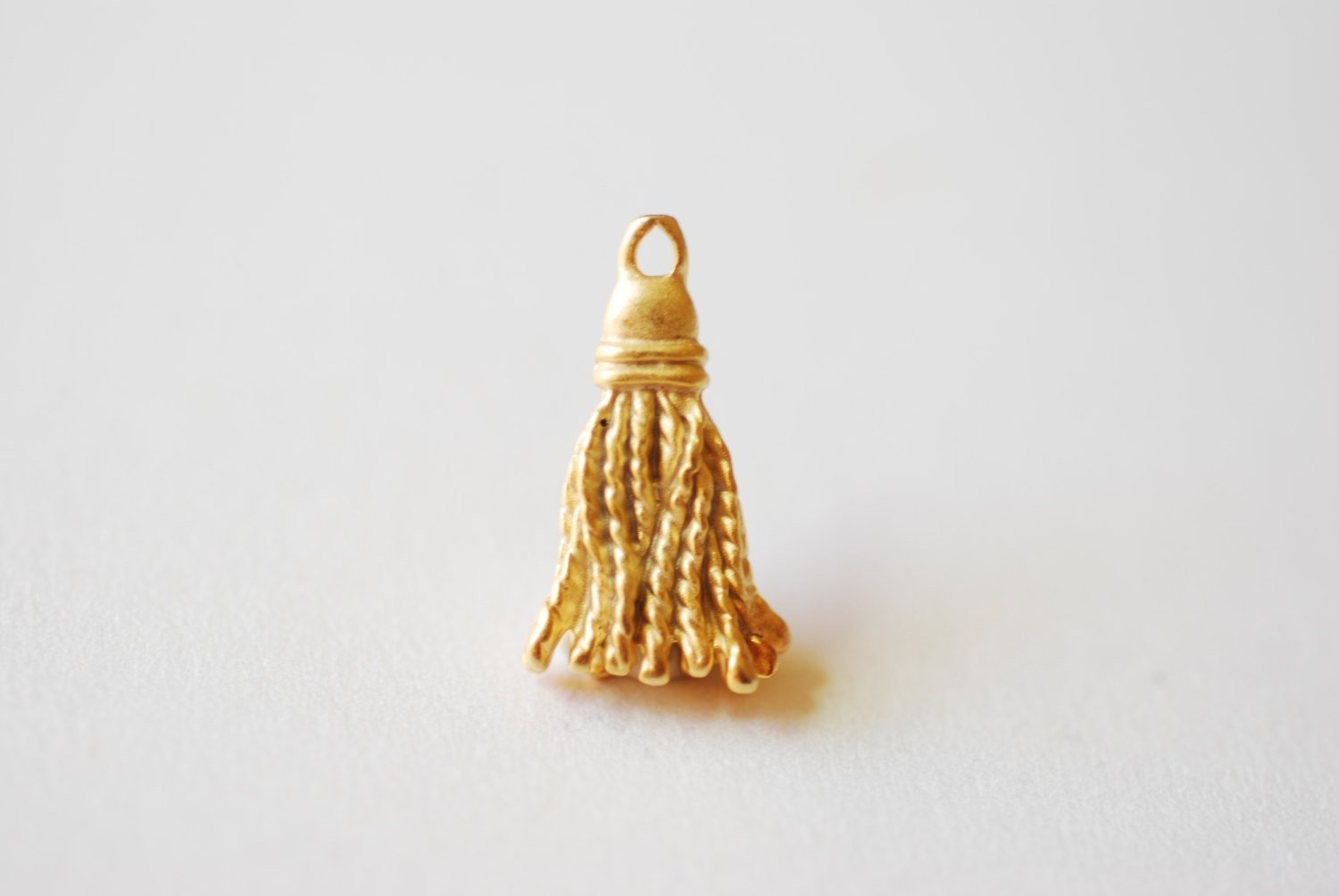 Matte Vermeil Gold Tassel Charm Pendant- 18k gold plated over Sterling Silver Tassel, gold Triangle Charm, Wholesale Beads, Bulk, 245 - HarperCrown