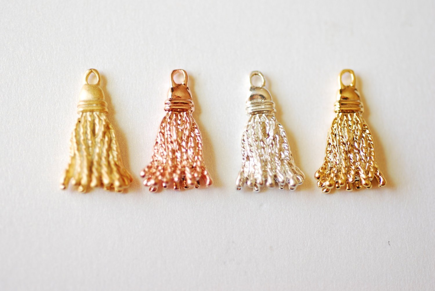 Matte Vermeil Gold Tassel Charm Pendant- 18k gold plated over Sterling Silver Tassel, gold Triangle Charm, Wholesale Beads, Bulk, 245 - HarperCrown