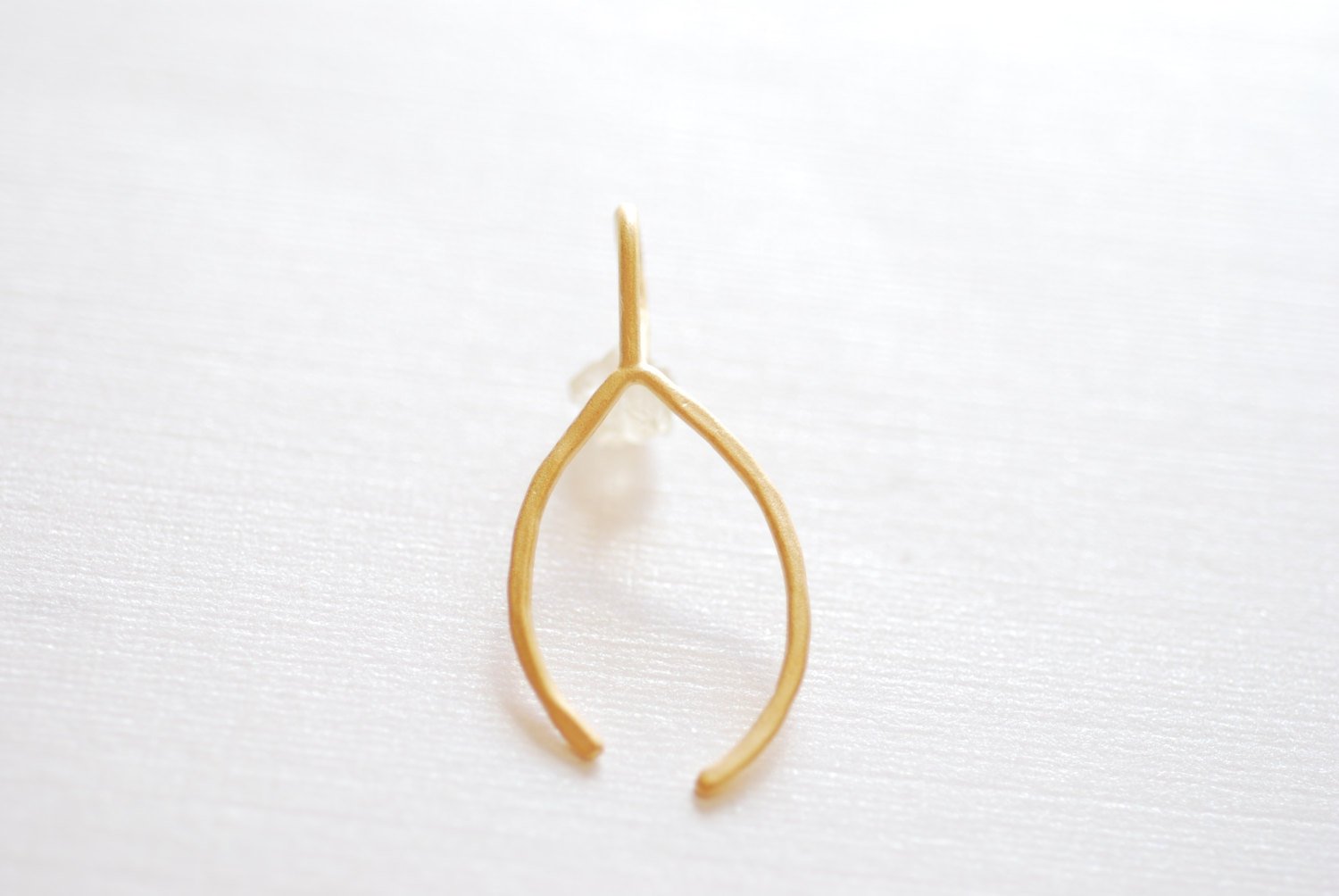 Matte Vermeil Gold Thin Hammered Wishbone Charm- 18k gold plated over Sterling Silver Wishbone, Vermeil Gold Wishbone Pendant Charm, 217 - HarperCrown