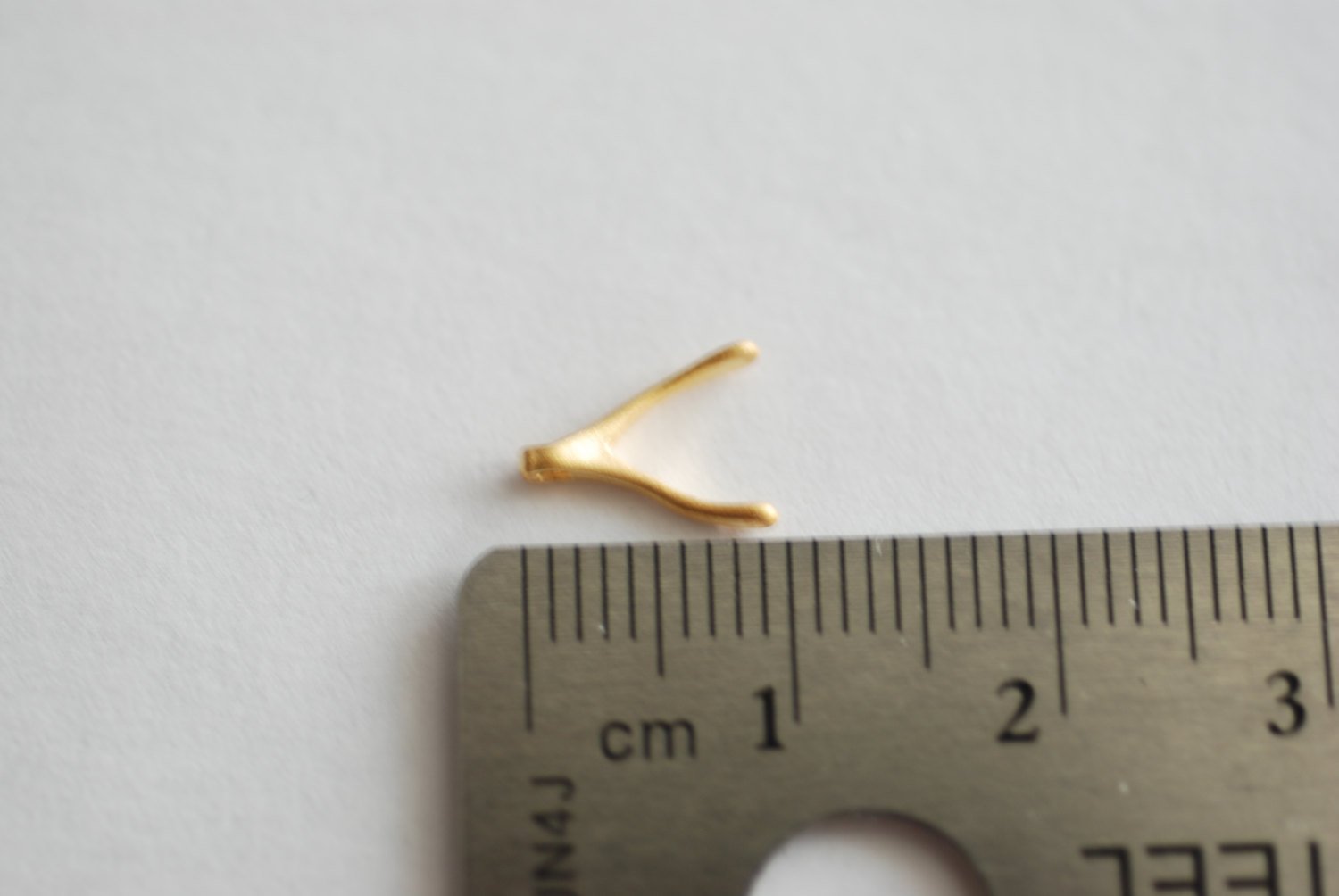 Matte Vermeil gold tiny wishbone charm- 18k gold plated sterling silver wishbone charm, Gold Wishbone charm, Vermeil Charms Wholesale, 19 - HarperCrown