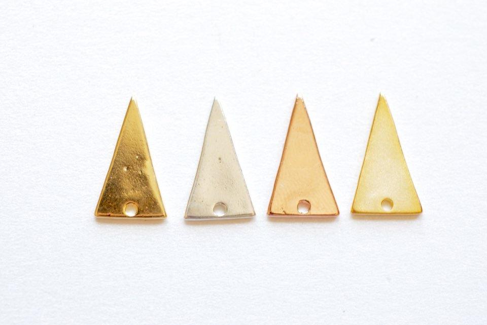 Matte Vermeil Gold Triangle Charm - 18k gold plated over 925 Sterling silver, blank triangle pendant, stamping flat Gold Triangle blanks - HarperCrown